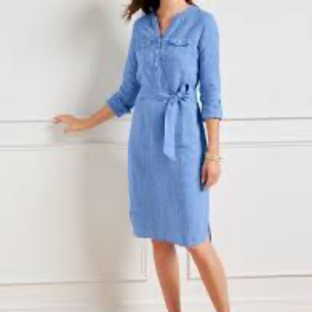 Talbots Popover Shirtdress - Cross Dye Blue